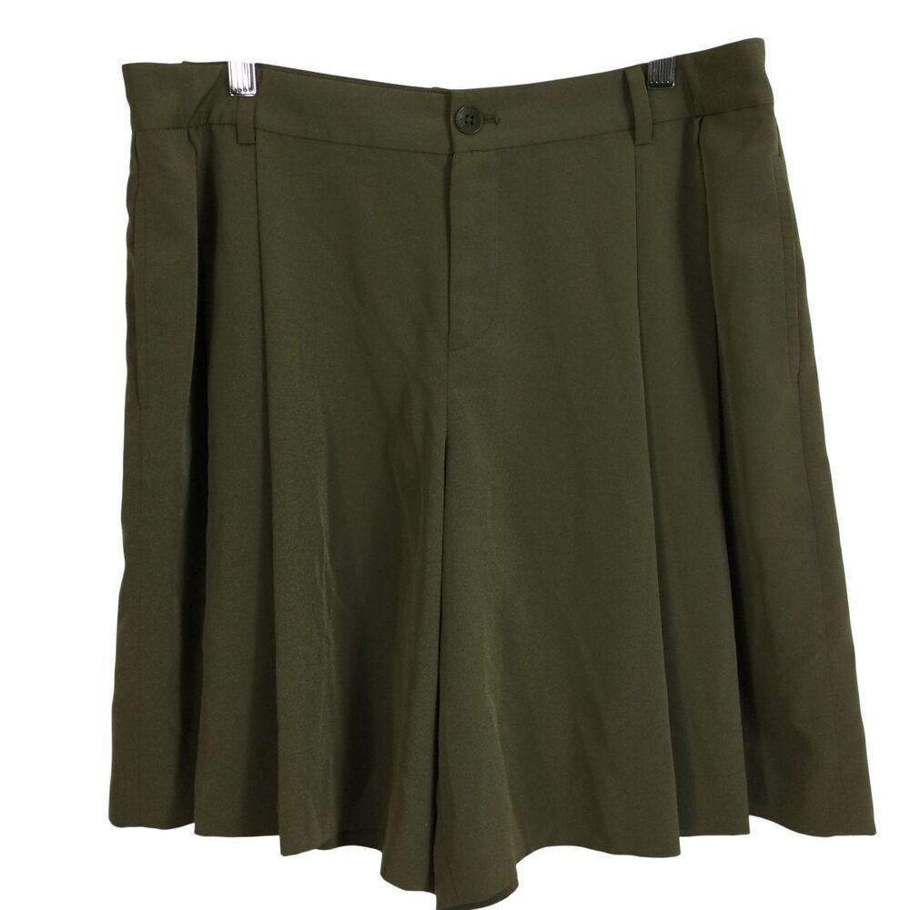 Lauren Ralph Lauren Womens Pleated High Rise Casual Shorts Green Size 10